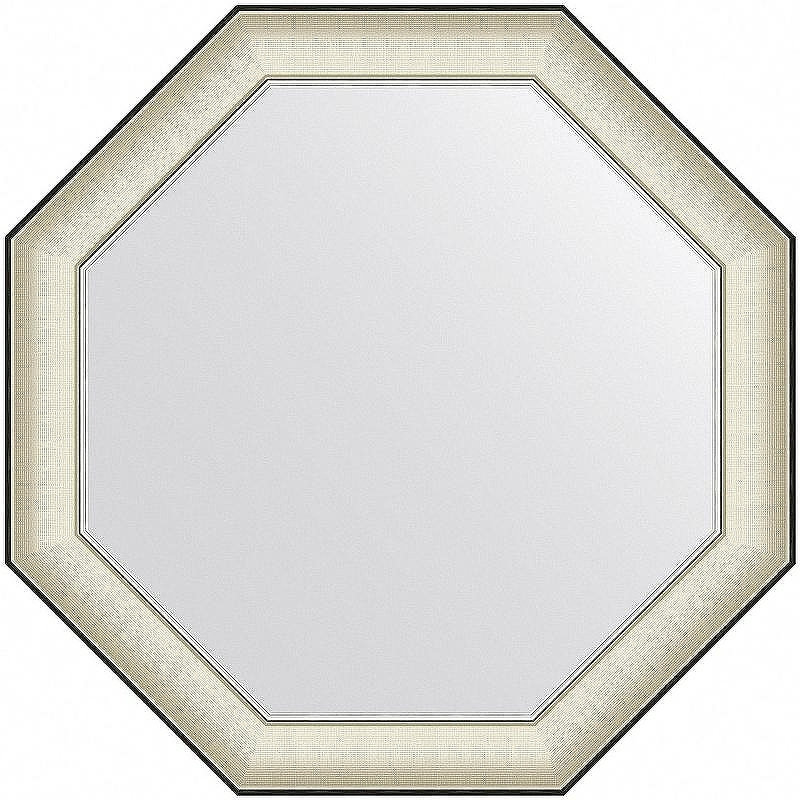 Зеркало Evoform Octagon 74x74 BY 7441 в багетной раме - Белая кожа с хромом 78, купить, цена, заказать, магазин, доставка, скидка, промокод, купить, цена, заказать, магазин, доставка, скидка, промокод