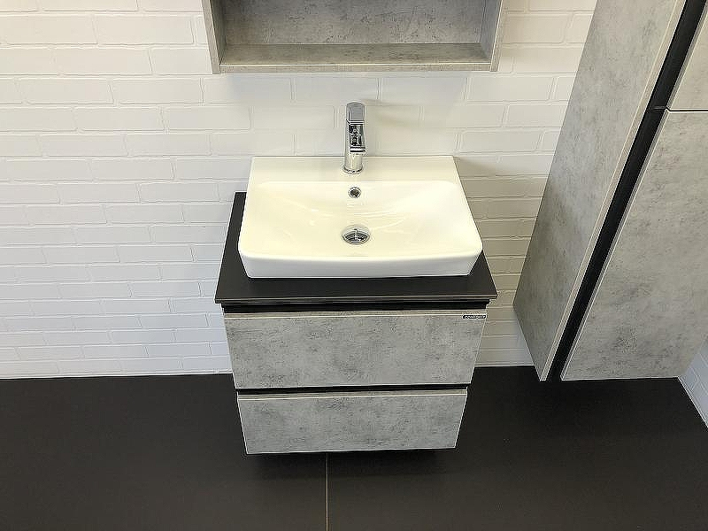 Тумба с раковиной Comforty Эдинбург 60-2 00-00005700 подвесная Бетон светлый, купить, цена, заказать, магазин, доставка, скидка, промокод, купить, цена, заказать, магазин, доставка, скидка, промокод