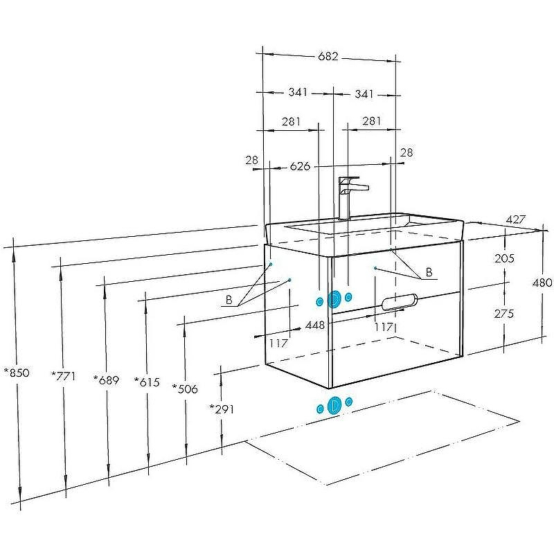 Тумба под раковину Aquaton Оливия 70 1A254301OLUG0 подвесная Грей Дуб ойстер, купить, цена, заказать, магазин, доставка, скидка, промокод, купить, цена, заказать, магазин, доставка, скидка, промокод