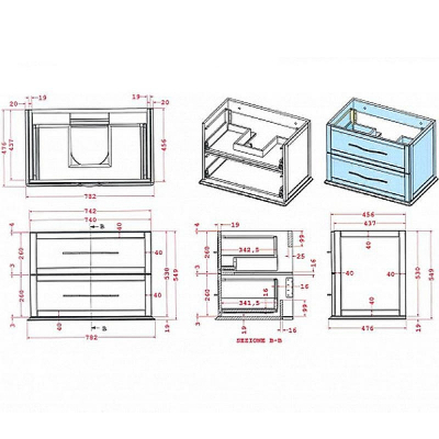 Тумба под раковину Cezares Tiffany 75 54949 подвесная Nero grafite