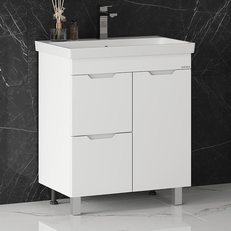 Тумба под раковину Onika Айленд 70 107062 с бельевой корзиной цвет Белый, купить, цена, заказать, магазин, доставка, скидка, промокод, купить, цена, заказать, магазин, доставка, скидка, промокод