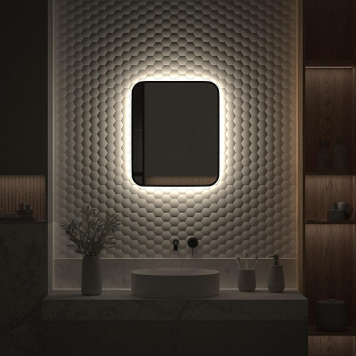 Зеркало Defesto Aura 50х60 DF 2963 с подсветкой 19W-4500K/Без выключателя/Нейтральный белый свет/Черная рама