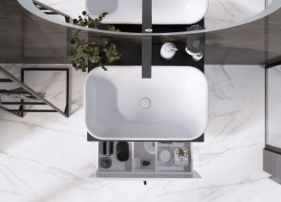 Тумба под раковину 1MarKa Desire 80П Ц0000026590 подвесная цвет Монолит найт Эмаль белая