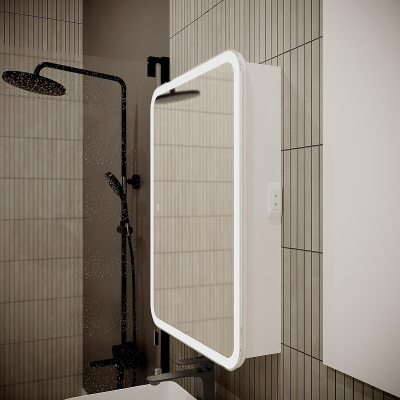 Зеркальный шкаф Mixline Фиджи Flip 60 551661 с подсветкой цвет Белый