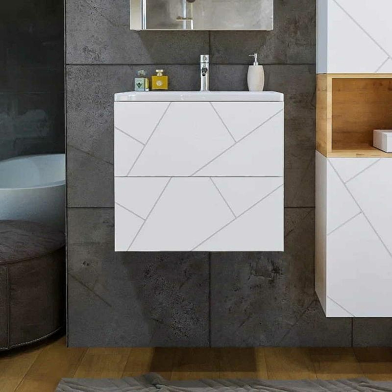 Тумба под раковину Бриклаер Кристалл 60 4627125415944 подвесная Белая, купить, цена, заказать, магазин, доставка, скидка, промокод, купить, цена, заказать, магазин, доставка, скидка, промокод