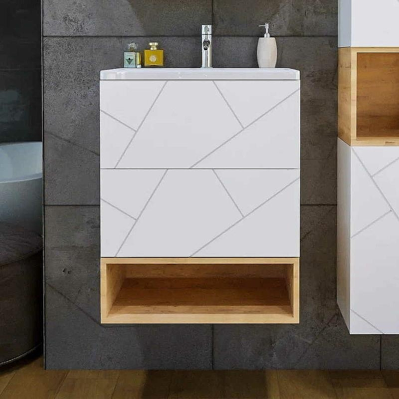 Тумба под раковину Бриклаер Кристалл 60 4627125415944 подвесная Белая, купить, цена, заказать, магазин, доставка, скидка, промокод, купить, цена, заказать, магазин, доставка, скидка, промокод