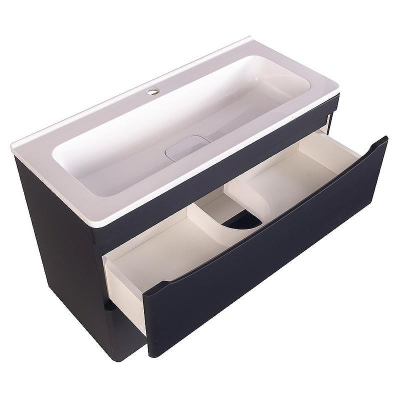 Тумба под раковину Style Line Бергамо 80 СС-00002324 подвесная Черная антискрейч