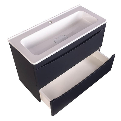 Тумба под раковину Style Line Бергамо 80 СС-00002324 подвесная Черная антискрейч