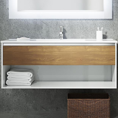 Тумба с раковиной SanVit Контур 100 kkont100 с фактурой под дерево подвесная Акация светлая