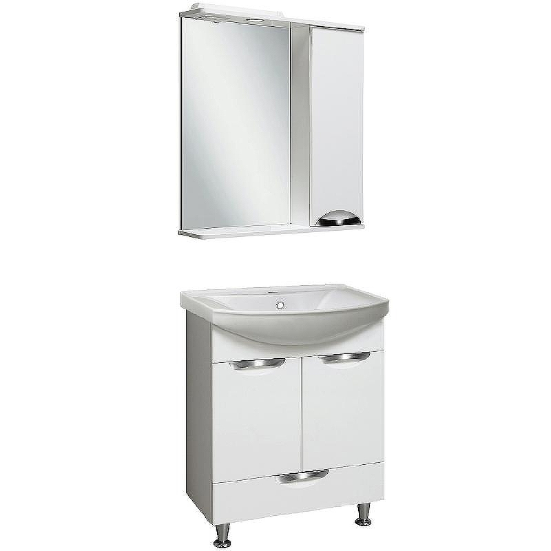 Зеркало со шкафом Runo Барселона 65 R 00000001036 с подсветкой Белое, купить, цена, заказать, магазин, доставка, скидка, промокод, купить, цена, заказать, магазин, доставка, скидка, промокод