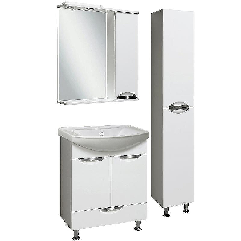 Зеркало со шкафом Runo Барселона 65 R 00000001036 с подсветкой Белое, купить, цена, заказать, магазин, доставка, скидка, промокод, купить, цена, заказать, магазин, доставка, скидка, промокод