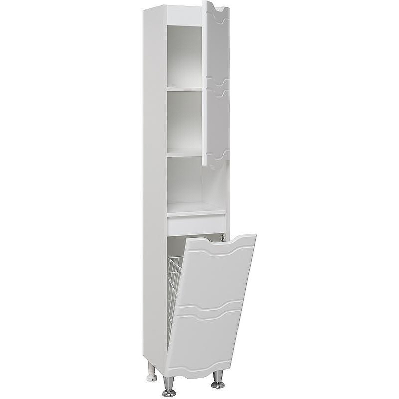 Шкаф пенал Runo Стиль 30 R 00000001122 с бельевой корзиной Белый, купить, цена, заказать, магазин, доставка, скидка, промокод, купить, цена, заказать, магазин, доставка, скидка, промокод