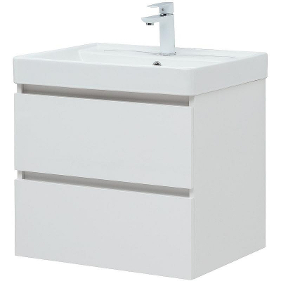 Тумба с раковиной Aquanet Вега 60 308319 подвесная Белый глянец