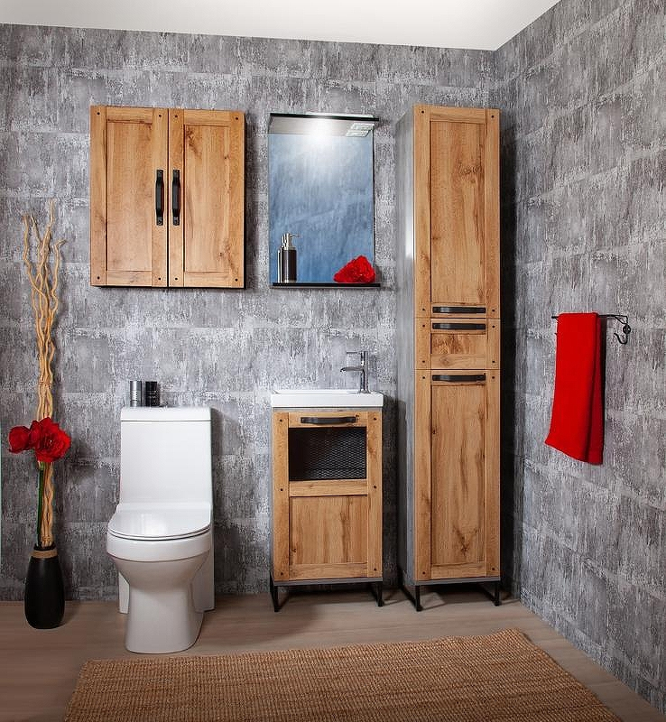 Зеркало Бриклаер Лофт 45 4627125413322 с подсветкой Метрополитен грей с клавишным выключателем, купить, цена, заказать, магазин, доставка, скидка, промокод, купить, цена, заказать, магазин, доставка, скидка, промокод