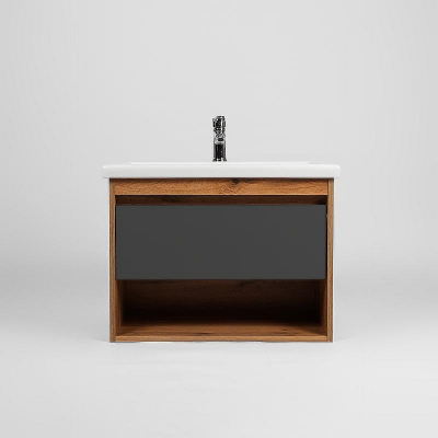 Тумба под раковину VIANT Бостон 70 VBOS70COG-T1YP подвесная Графит матовый Дуб Вотан