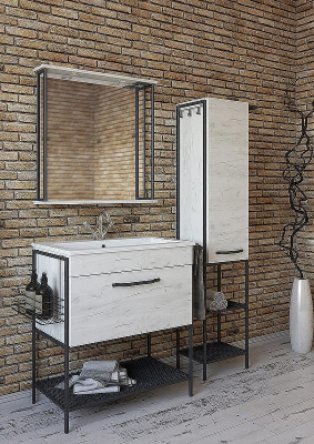 Тумба с раковиной Sanflor Бруклин 75 С16782 Дуб крафт Черный муар