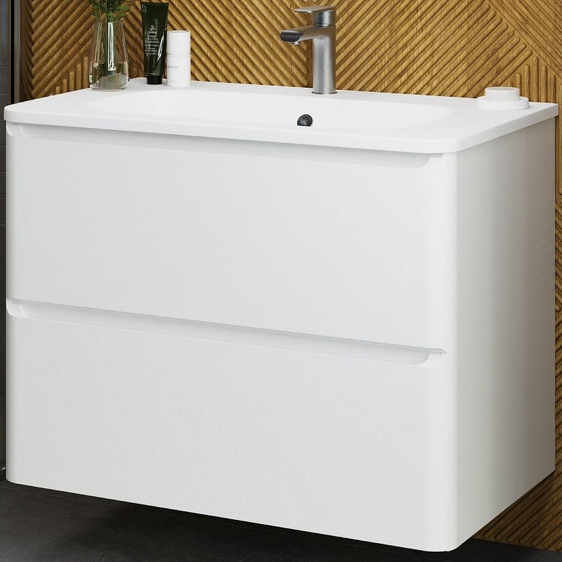 Тумба под раковину Art&Max Sanremo 80 AM-Sanremo-800-2C-SO-BL подвесная Белая глянцевая, купить, цена, заказать, магазин, доставка, скидка, промокод, купить, цена, заказать, магазин, доставка, скидка, промокод