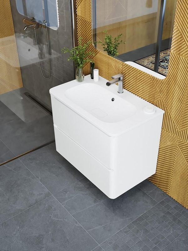 Тумба под раковину Art&Max Sanremo 80 AM-Sanremo-800-2C-SO-BL подвесная Белая глянцевая, купить, цена, заказать, магазин, доставка, скидка, промокод, купить, цена, заказать, магазин, доставка, скидка, промокод