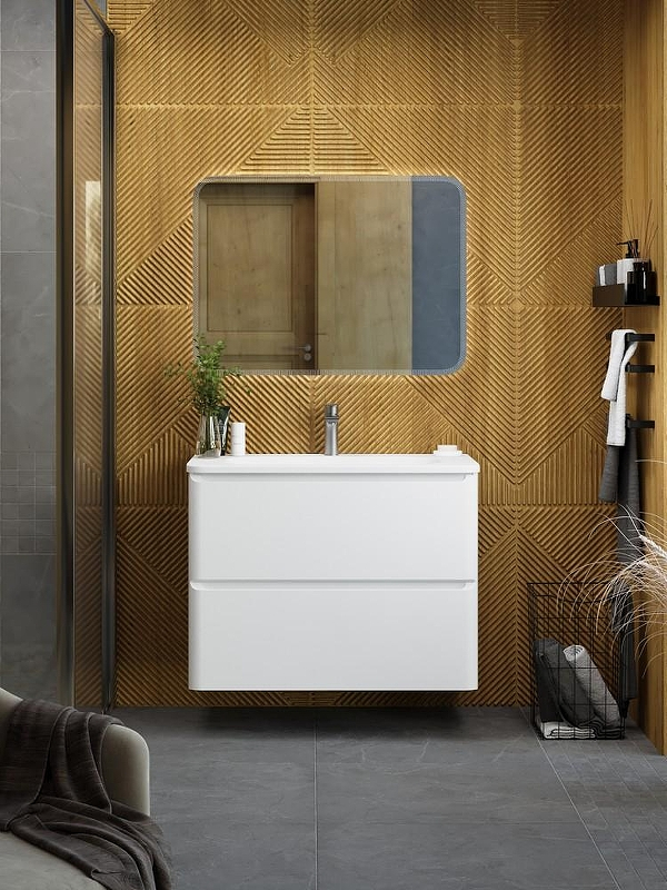 Тумба под раковину Art&Max Sanremo 80 AM-Sanremo-800-2C-SO-BL подвесная Белая глянцевая, купить, цена, заказать, магазин, доставка, скидка, промокод, купить, цена, заказать, магазин, доставка, скидка, промокод