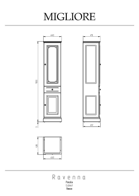 Шкаф пенал Migliore Ravenna 44 27935 цвет Аворио декор золото