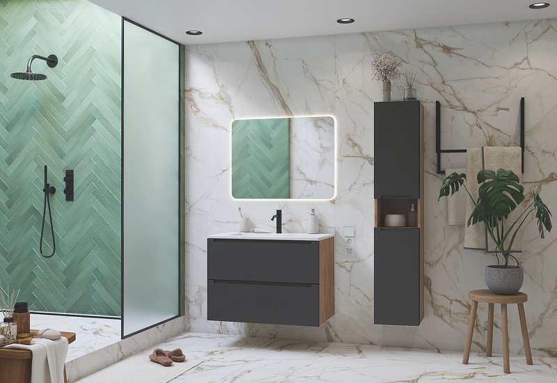 Шкаф пенал ЗОВ Дион 30 DPGD подвесной цвет Графит матовый Дуб медовый, купить, цена, заказать, магазин, доставка, скидка, промокод, купить, цена, заказать, магазин, доставка, скидка, промокод