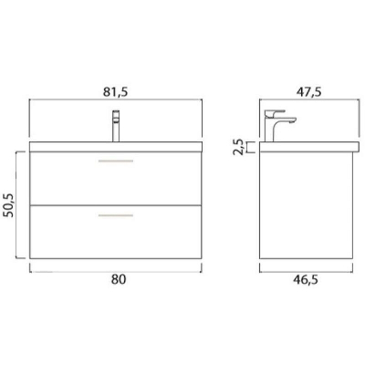 Тумба под раковину Creto Ares 80 10-1113D подвесная Davos