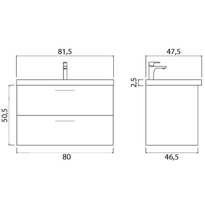 Тумба под раковину Creto Ares 80 10-1113D подвесная Davos, купить, цена, заказать, магазин, доставка, скидка, промокод, купить, цена, заказать, магазин, доставка, скидка, промокод
