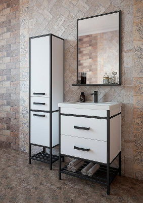 Тумба под раковину Sanflor Норд 60 С04718 Белая Черный муар