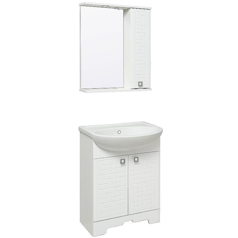 Зеркало со шкафом Runo Авила 60 R 00000001047 с подсветкой Белое, купить, цена, заказать, магазин, доставка, скидка, промокод, купить, цена, заказать, магазин, доставка, скидка, промокод