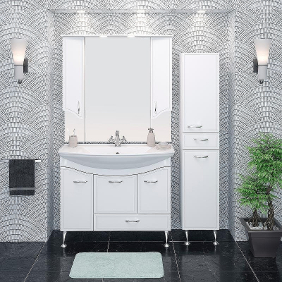 Шкаф пенал Runo Севилья 35 R 00000000601 с бельевой корзиной Белый