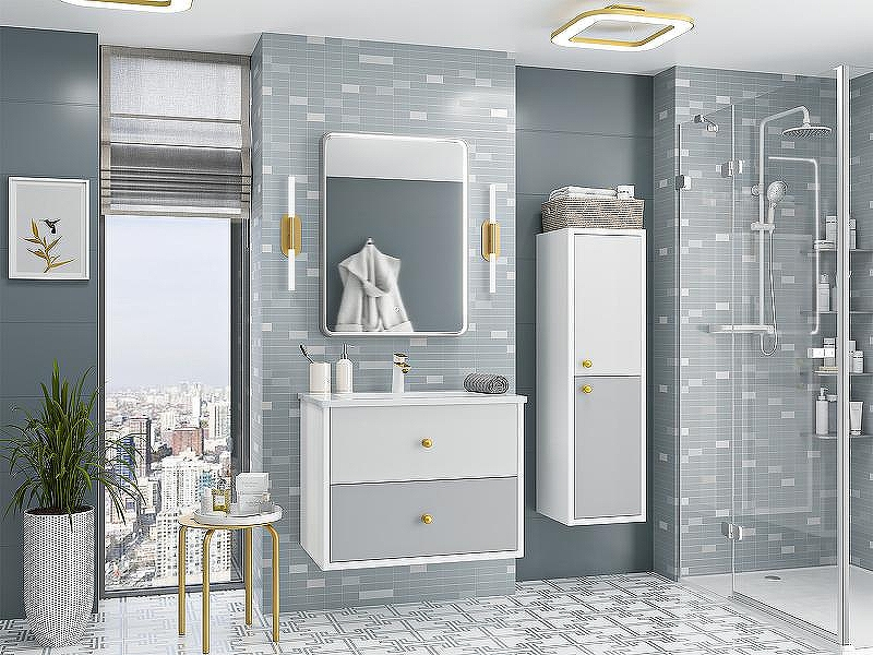 Шкаф пенал Brevita 50 Shades of Grey Анастейша 35 R Ана-05035-01-01П подвесной Белый матовый Серый матовый, купить, цена, заказать, магазин, доставка, скидка, промокод, купить, цена, заказать, магазин, доставка, скидка, промокод