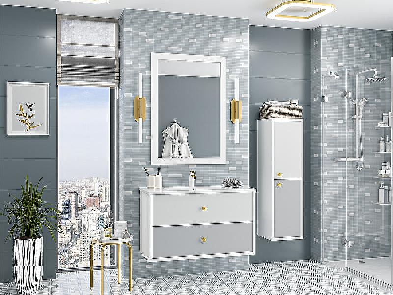 Шкаф пенал Brevita 50 Shades of Grey Анастейша 35 R Ана-05035-01-01П подвесной Белый матовый Серый матовый, купить, цена, заказать, магазин, доставка, скидка, промокод, купить, цена, заказать, магазин, доставка, скидка, промокод