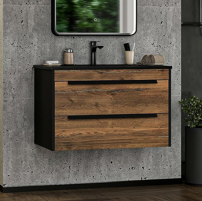 Тумба с раковиной Brevita Monsour 80 УТ000015278 подвесная Дуб Галифакс олово Черный кварц, купить, цена, заказать, магазин, доставка, скидка, промокод, купить, цена, заказать, магазин, доставка, скидка, промокод