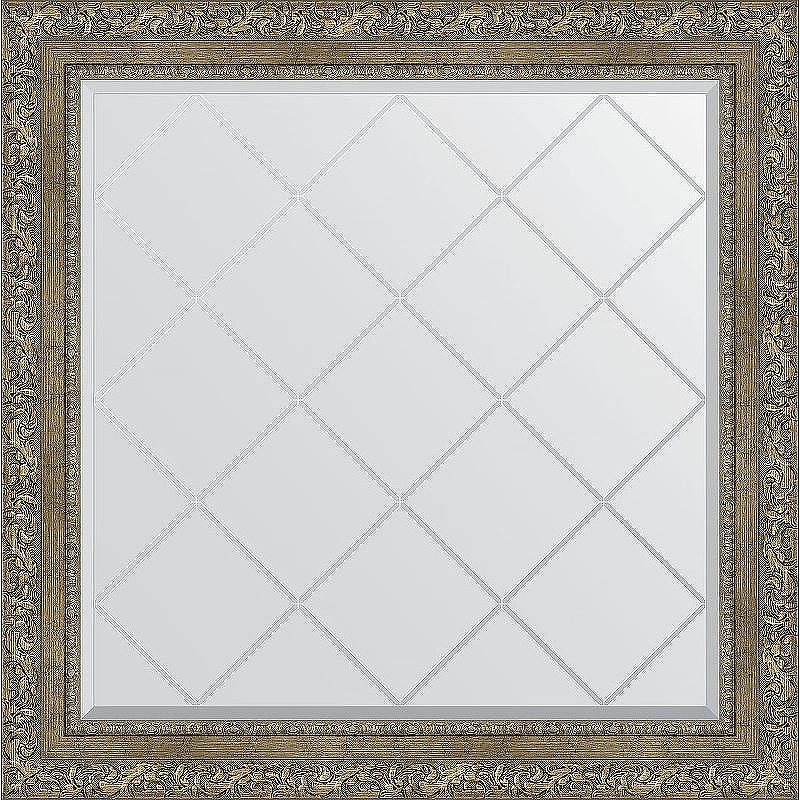 Зеркало Evoform Exclusive-G 85х85 BY 4317 с гравировкой в багетной раме - Виньетка античная латунь 85, купить, цена, заказать, магазин, доставка, скидка, промокод, купить, цена, заказать, магазин, доставка, скидка, промокод