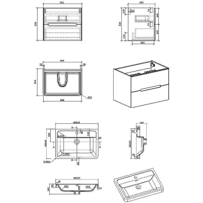 Тумба с раковиной Parly Spa River 60 River60 10102 подвесная Лилейно-белая