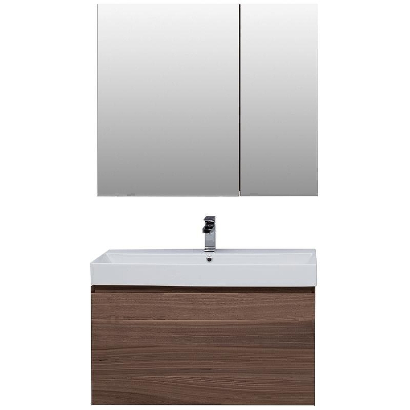 Комплект мебели для ванной Aquanet Нью-Йорк 100 211662 подвесной Шпон Орех, купить, цена, заказать, магазин, доставка, скидка, промокод, купить, цена, заказать, магазин, доставка, скидка, промокод