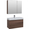 Комплект мебели для ванной Aquanet Нью-Йорк 100 211662 подвесной Шпон Орех, купить, цена, заказать, магазин, доставка, скидка, промокод, купить, цена, заказать, магазин, доставка, скидка, промокод