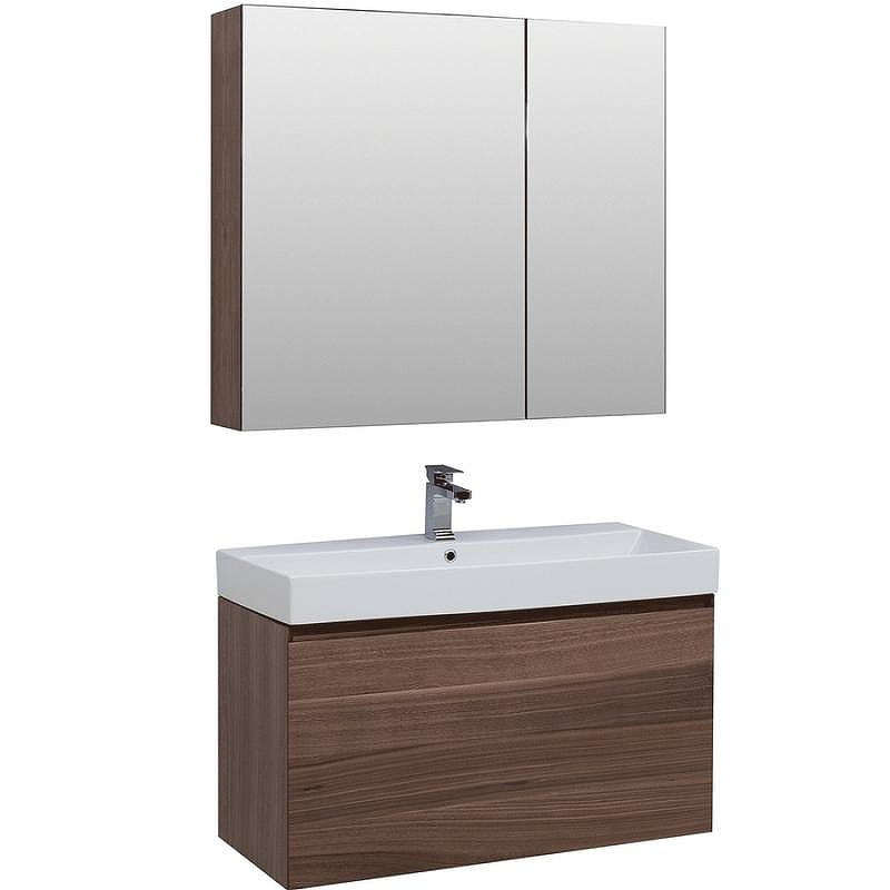 Комплект мебели для ванной Aquanet Нью-Йорк 100 211662 подвесной Шпон Орех, купить, цена, заказать, магазин, доставка, скидка, промокод, купить, цена, заказать, магазин, доставка, скидка, промокод