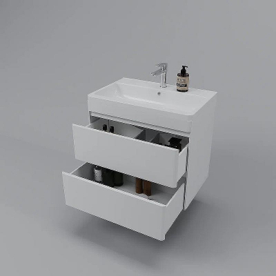 Тумба под раковину Style Line Атлантика 70 Люкс Plus СС-00002339 подвесная Белая матовая антискрейтч