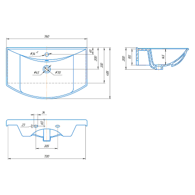 Тумба с раковиной Misty Лувр 75 УТ000005243 Слоновая кость