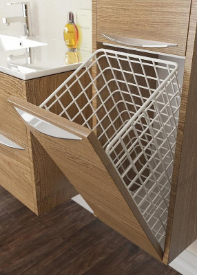 Шкаф пенал SanVit Мэри 30 pmery в цвете Ral с бельевой корзиной подвесной Черный глянец