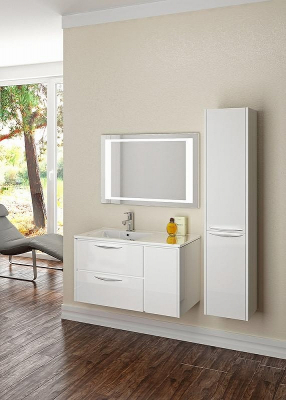 Шкаф пенал SanVit Мэри 30 pmery в цвете Ral с бельевой корзиной подвесной Черный глянец