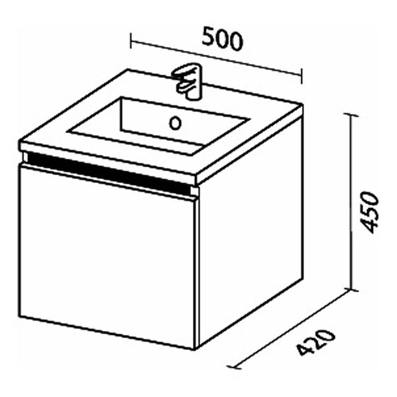 Тумба с раковиной SanVit Кубэ мини 50 kkubemini в цвете Ral подвесная Белый глянец, купить, цена, заказать, магазин, доставка, скидка, промокод, купить, цена, заказать, магазин, доставка, скидка, промокод