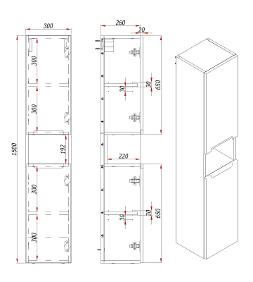 Шкаф пенал ЗОВ Дион 30 DPPS подвесной цвет Платиновый