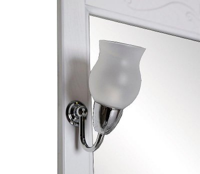 Зеркало ASB-Woodline Салерно 80 9691 со светильниками Белое с патиной Серебро