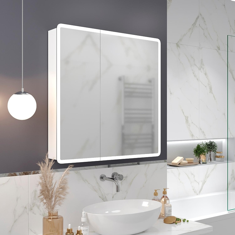 Зеркальный шкаф Mixline Сканди 80 553164 с подсветкой цвет Белый, купить, цена, заказать, магазин, доставка, скидка, промокод, купить, цена, заказать, магазин, доставка, скидка, промокод