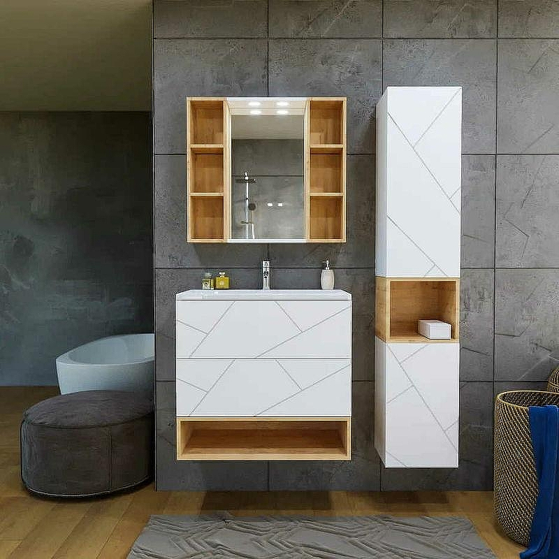 Тумба под раковину Бриклаер Кристалл 80 4627125415968 подвесная Белая, купить, цена, заказать, магазин, доставка, скидка, промокод, купить, цена, заказать, магазин, доставка, скидка, промокод