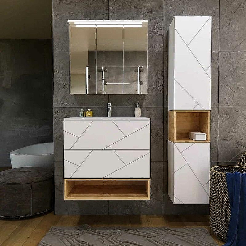 Тумба под раковину Бриклаер Кристалл 80 4627125415968 подвесная Белая, купить, цена, заказать, магазин, доставка, скидка, промокод, купить, цена, заказать, магазин, доставка, скидка, промокод