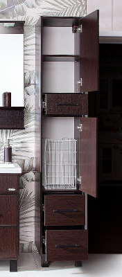 Шкаф пенал Бриклаер Чили 35 4627125415081 с бельевой корзиной Венге