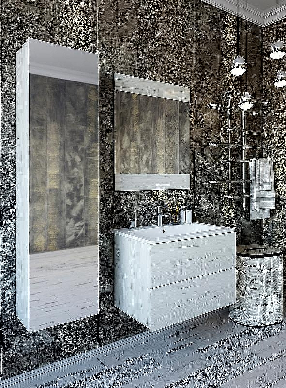 Тумба с раковиной Sanflor Чикаго 75 С16781 подвесная Дуб крафт белый, купить, цена, заказать, магазин, доставка, скидка, промокод, купить, цена, заказать, магазин, доставка, скидка, промокод